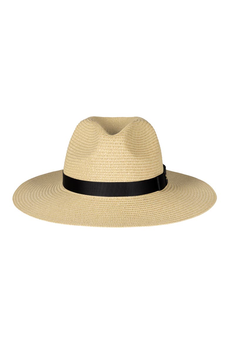 Classic Packable Fedora Hat, Main, color, NATURAL/ BLACK