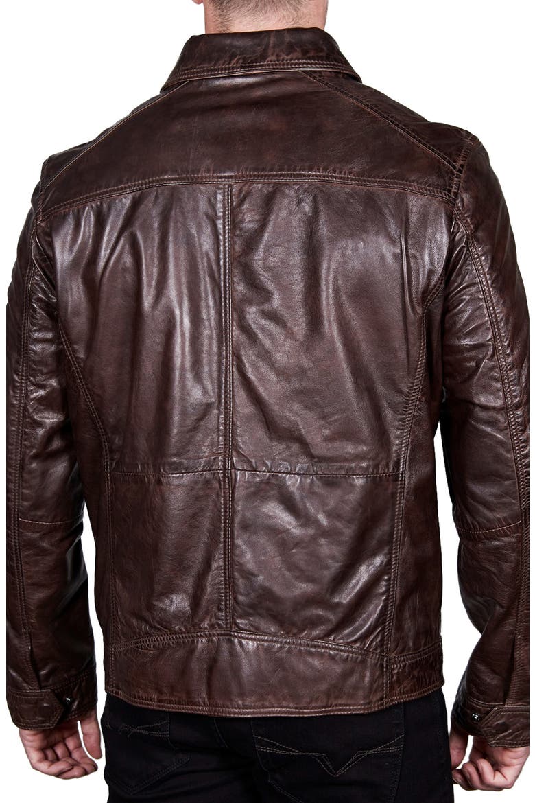 Turkish Washed Lamb Leather Jacket, Alternate, color, BROWN