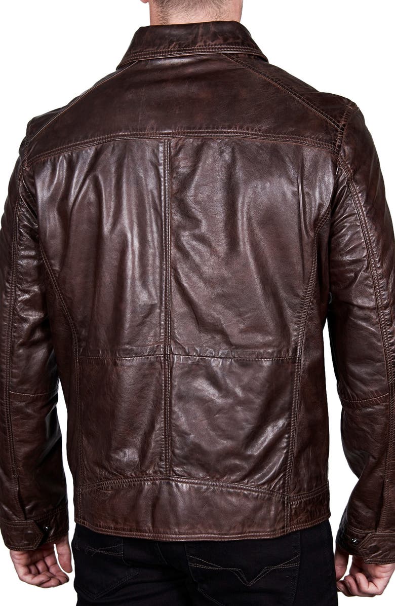Missani Le Collezioni Turkish Washed Lamb Leather Jacket, Alternate, color, Brown