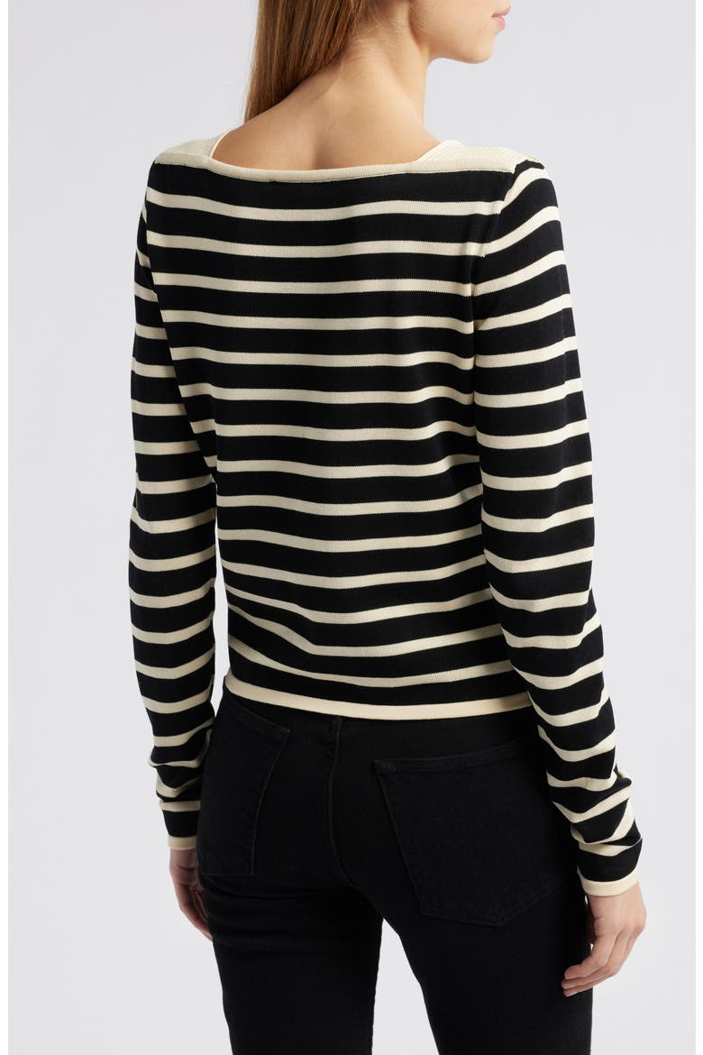 Stripe Square Neck Cotton Sweater, Alternate, color, BLACK MULTI