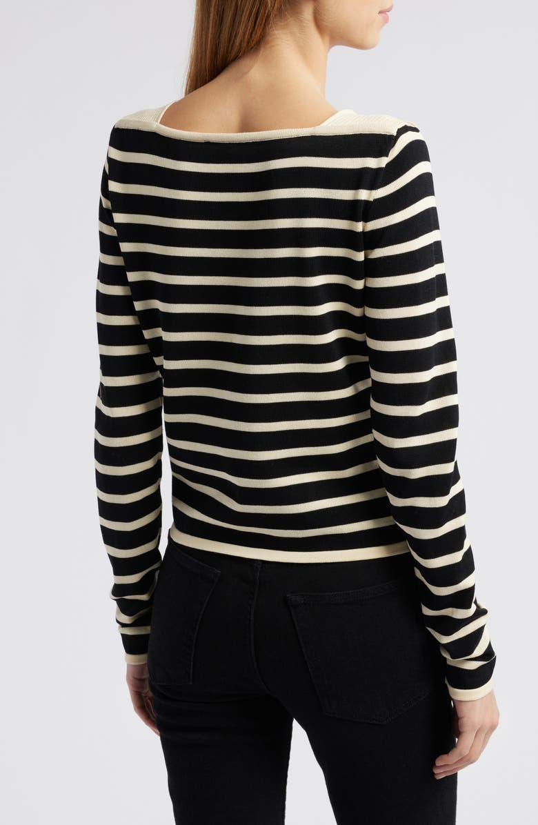 FRAME Stripe Square Neck Cotton Sweater, Alternate, color, Black Multi