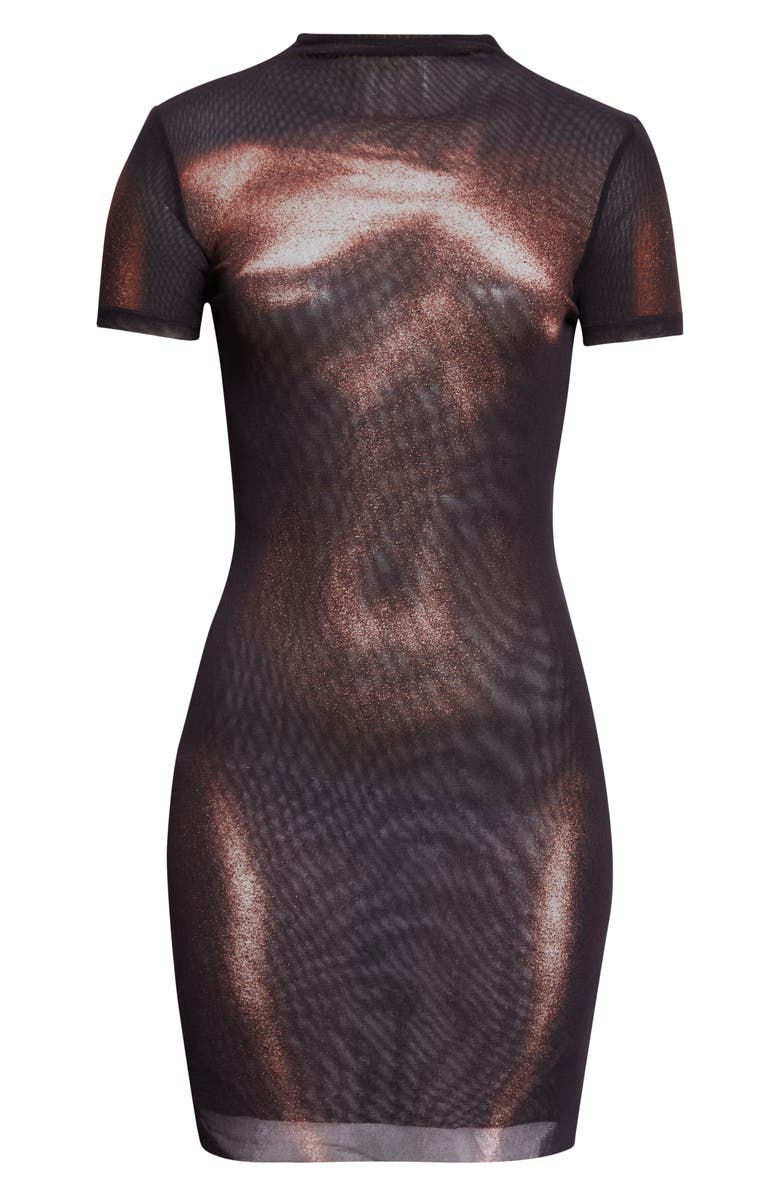 Jean Paul Gaultier Trompe l'Oeil Mesh Minidress, Alternate, color, Black/ Brown
