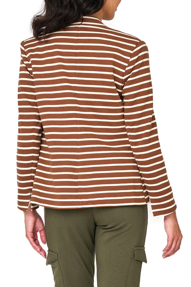 Stripe Knit Blazer, Alternate, color, SADDLE/IVORY STR