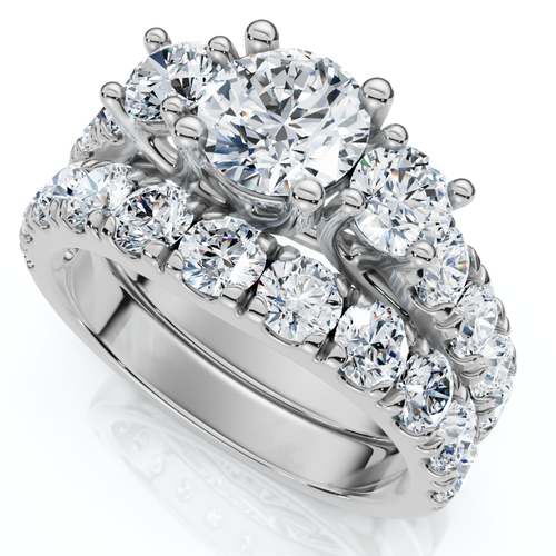 Bliss Diamond 2ct Tw 3-stone Diamond Engagement Wedding Ring Set 14k Gold Or Pt Lab Grown In Silver