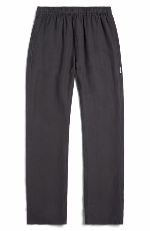 Linen Blend Drawstring Pants