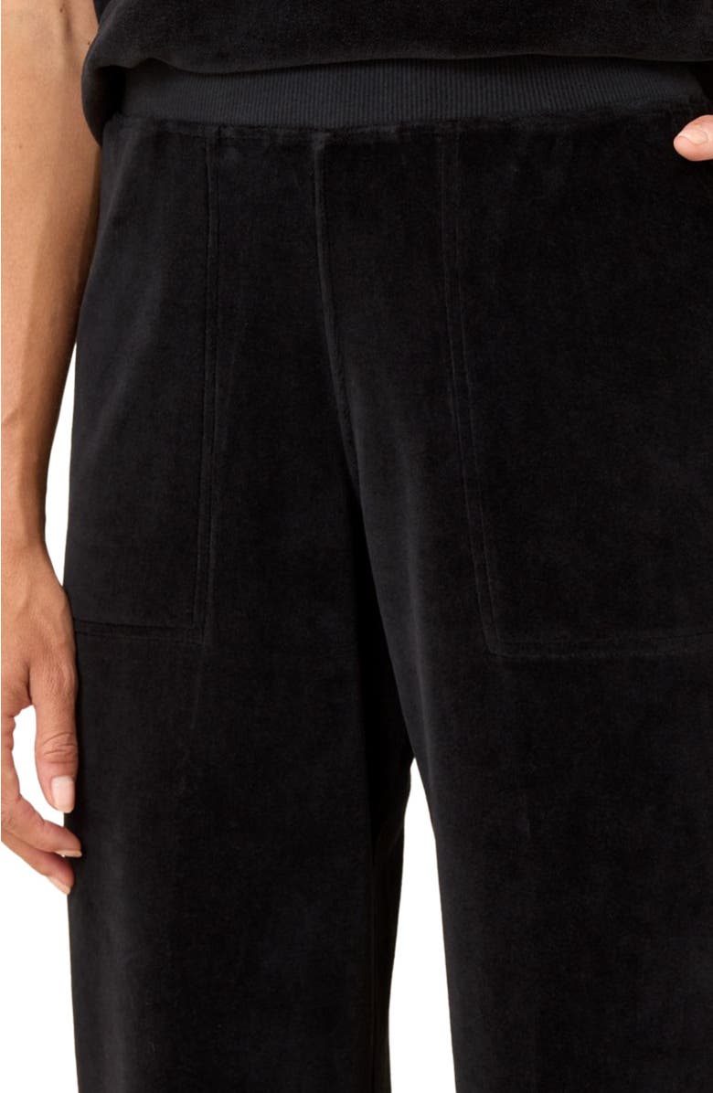 Pact Organic Cotton Pure Velour Wide Leg Pant, Alternate, color, Black