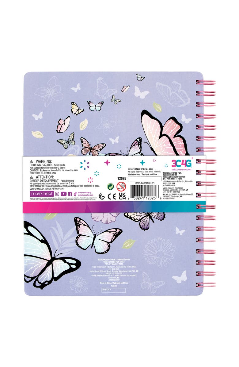 Three Cheers For Girls 3C4G Butterfly Allin1 Sketching Set Journal & Art 200 Page Book, Alternate, color, 