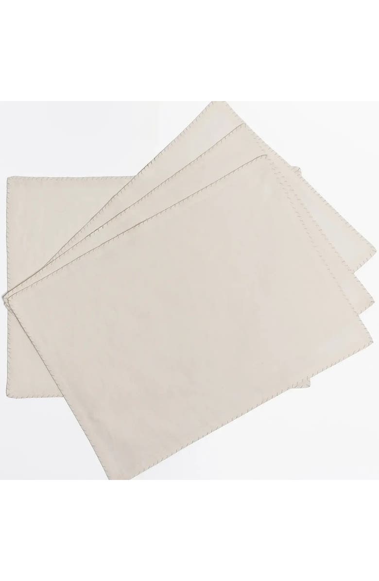 House of Revelry Love Notes Whipstitch Placemat Set of Four, Main, color, Neutral