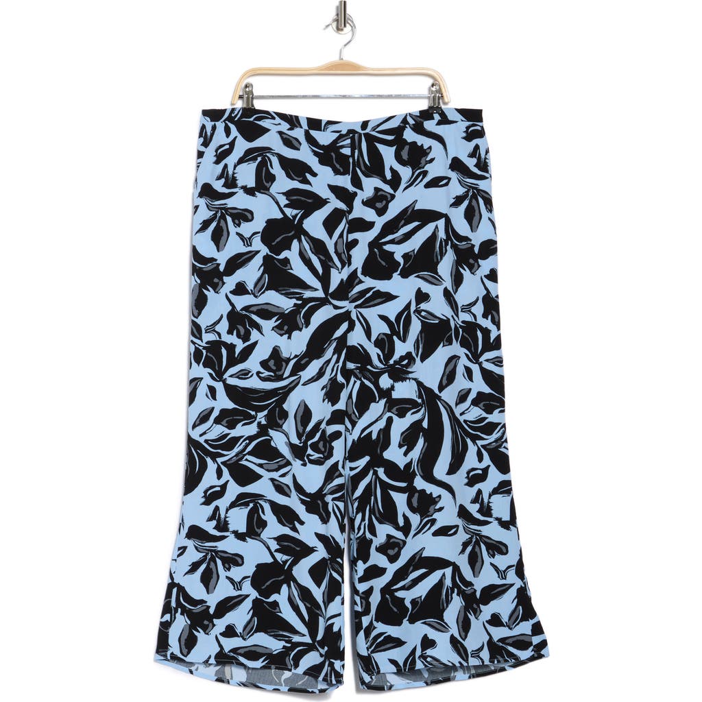 Nordstrom Rack Printed Palazzo Pants In Blue- Black Foliage Abstract