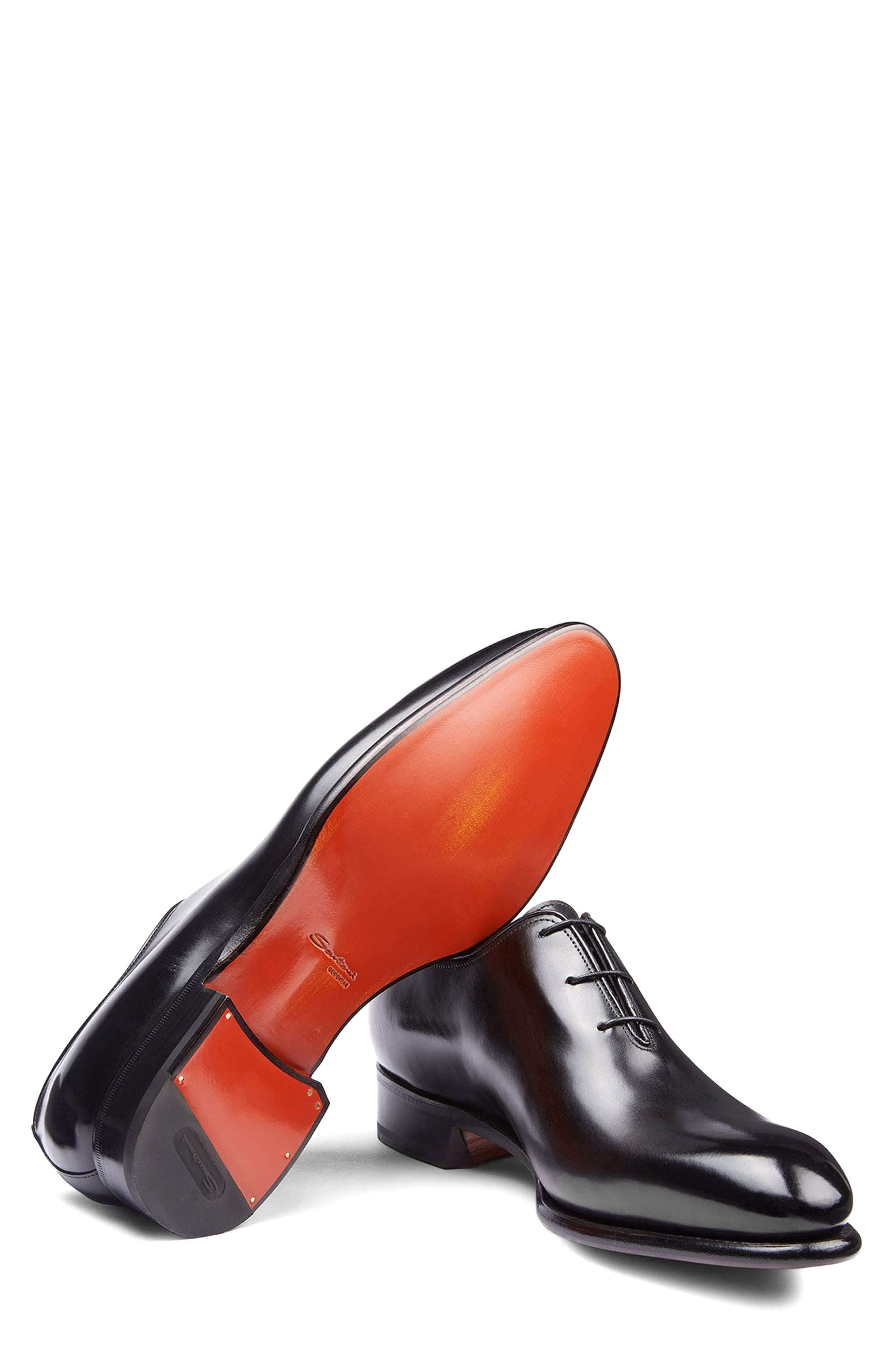 Santoni People Plain Toe Derby, Alternate, color, Black