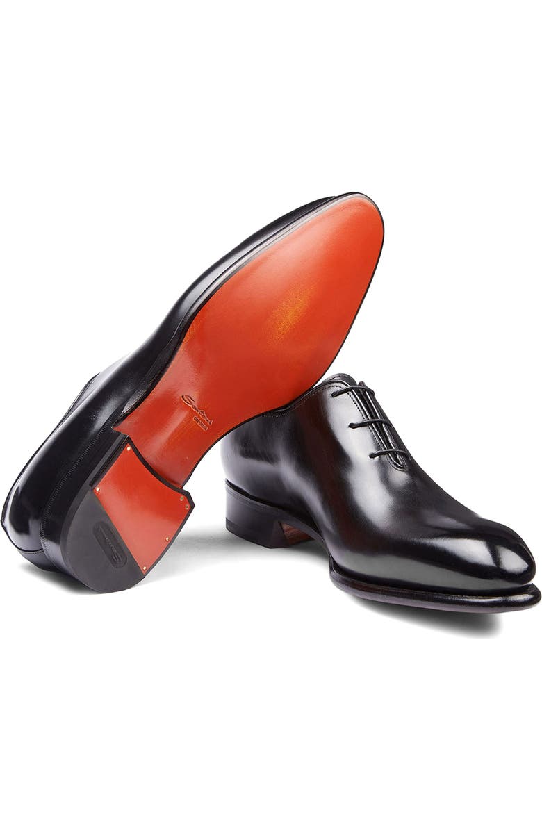 Santoni People Plain Toe Derby, Alternate, color, Black