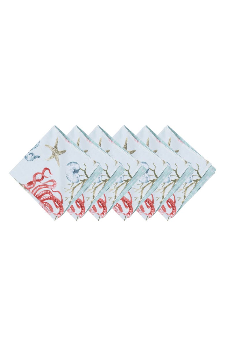 C&F Home Behari Cotton Reversible Napkin Set of 6, Alternate, color, Blue