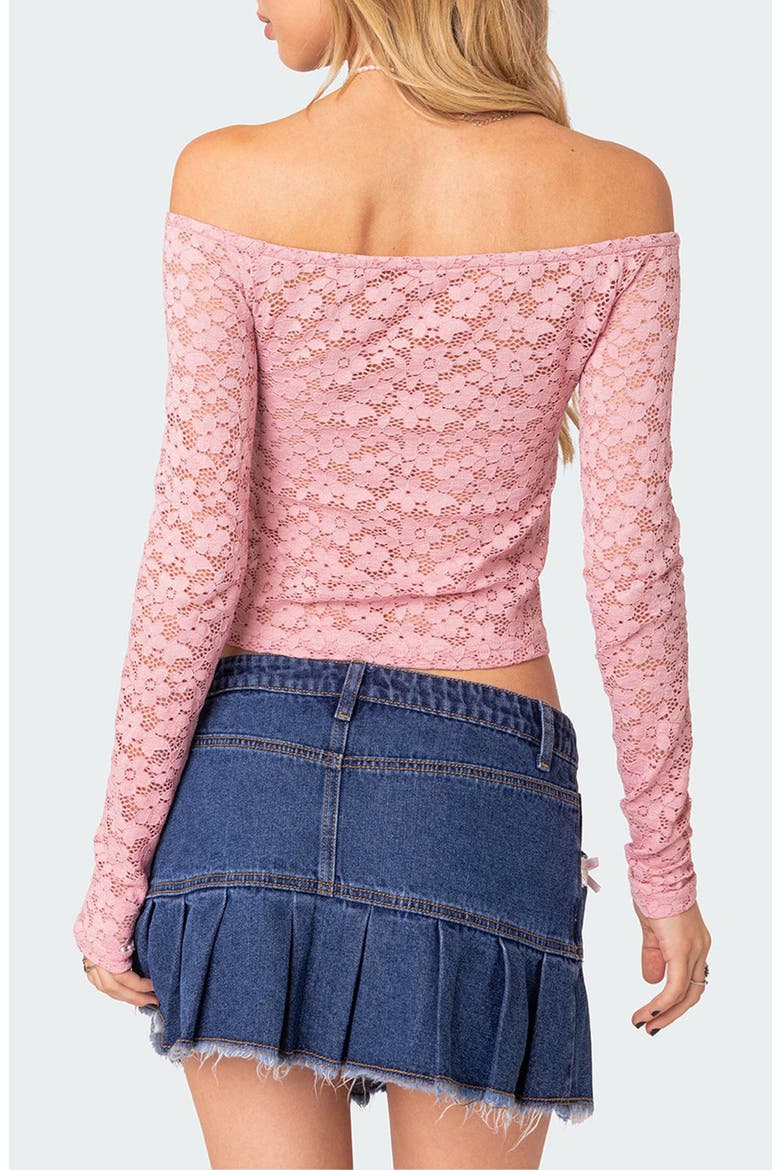 Carolina Lace Off the Shoulder Top, Alternate, color, PINK