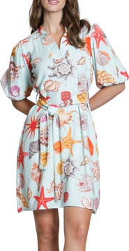 APNY Tie Waist Puff Sleeve Dress