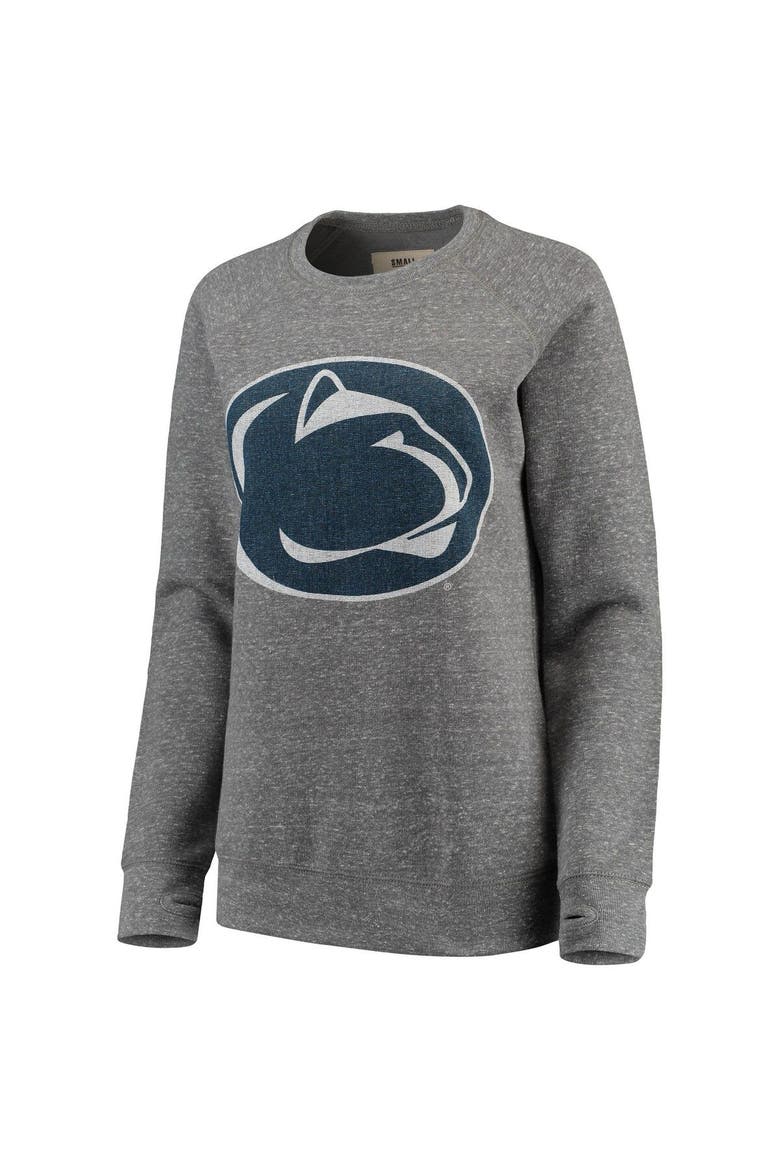 Women's Pressbox Heathered Gray Penn State Nittany Lions Big Team Logo Knobi Fleece Tri-Blend Crew Neck Sweatshirt, Alternate, color, Heather Gray