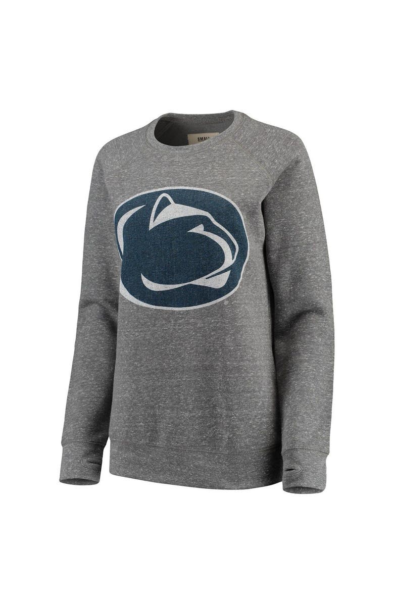 PRESSBOX Women's Pressbox Heathered Gray Penn State Nittany Lions Big Team Logo Knobi Fleece Tri-Blend Crew Neck Sweatshirt, Alternate, color,