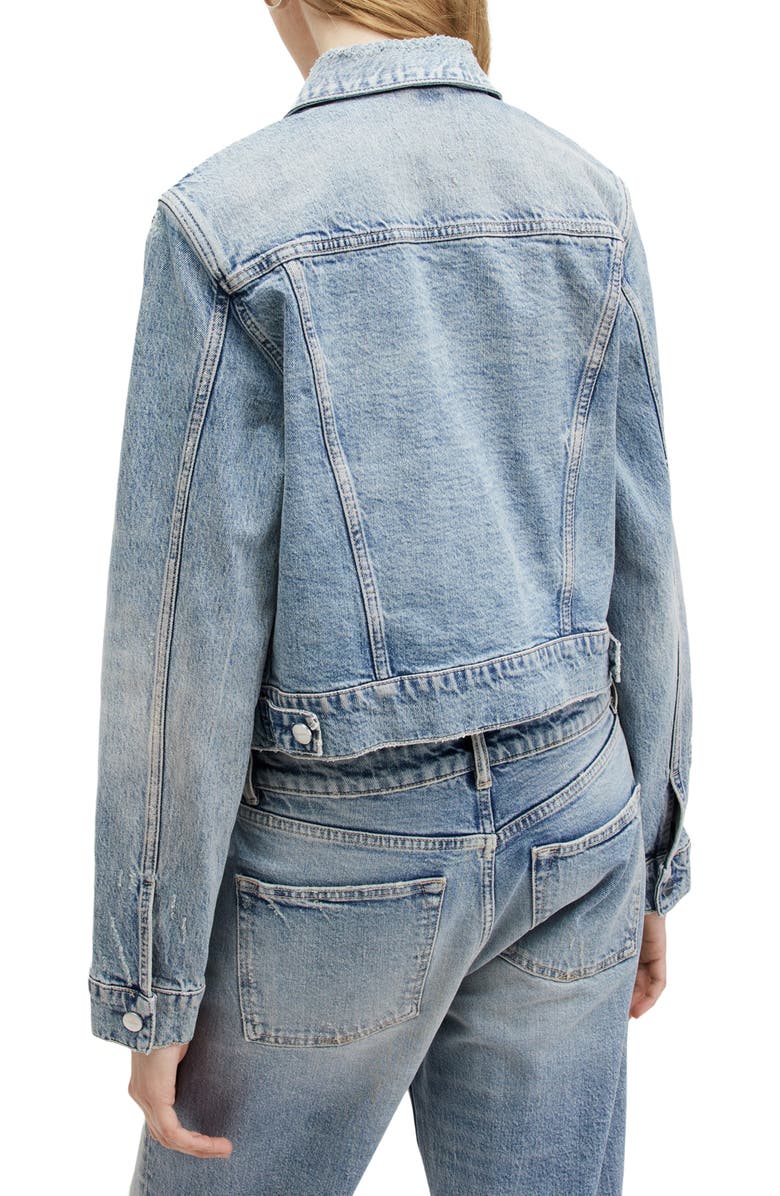 AllSaints Juno Distressed Denim Jacket, Alternate, color,