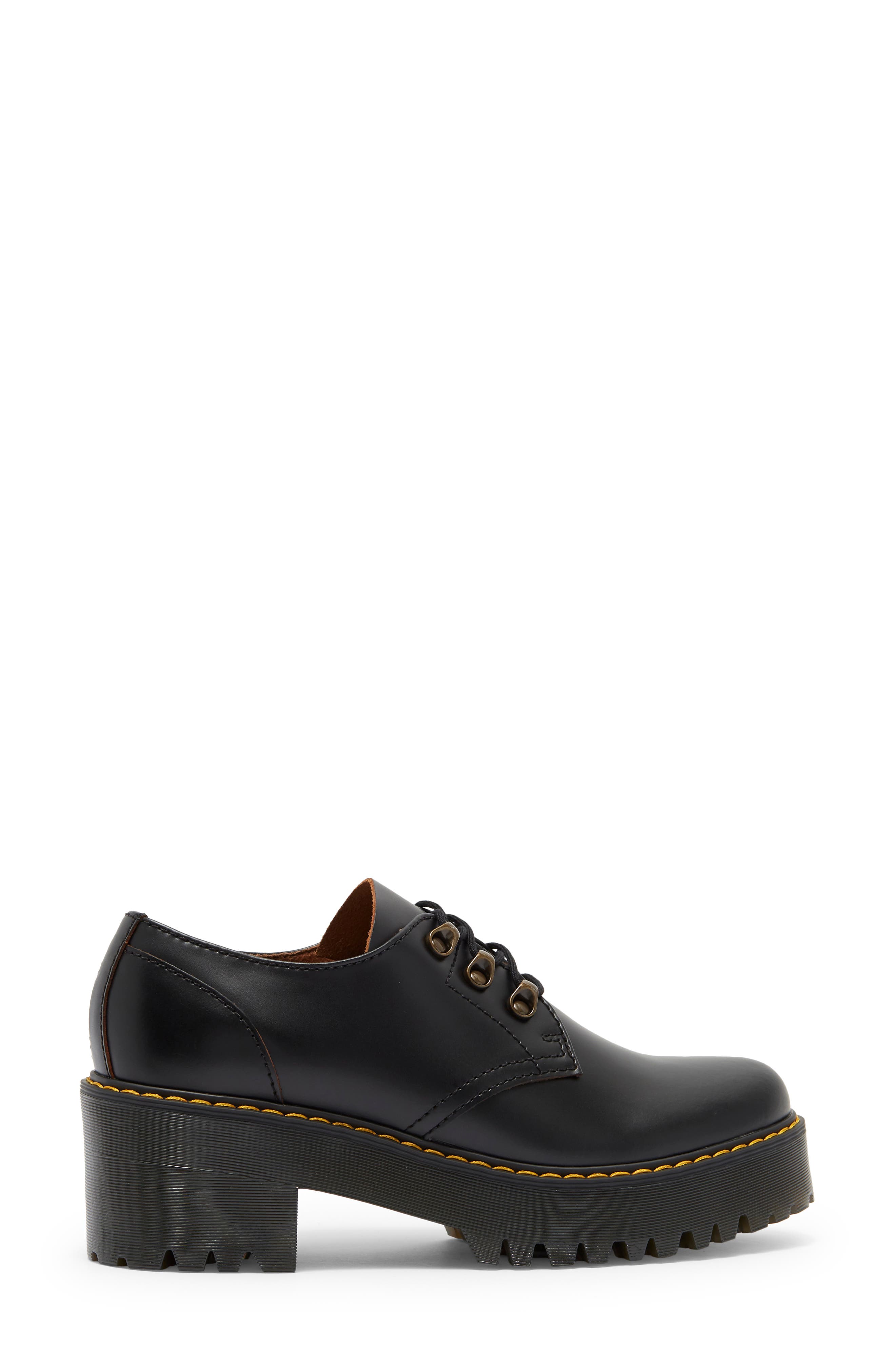 Dr. Martens Leona Lug Sole Platform Derby, Alternate, color, Black