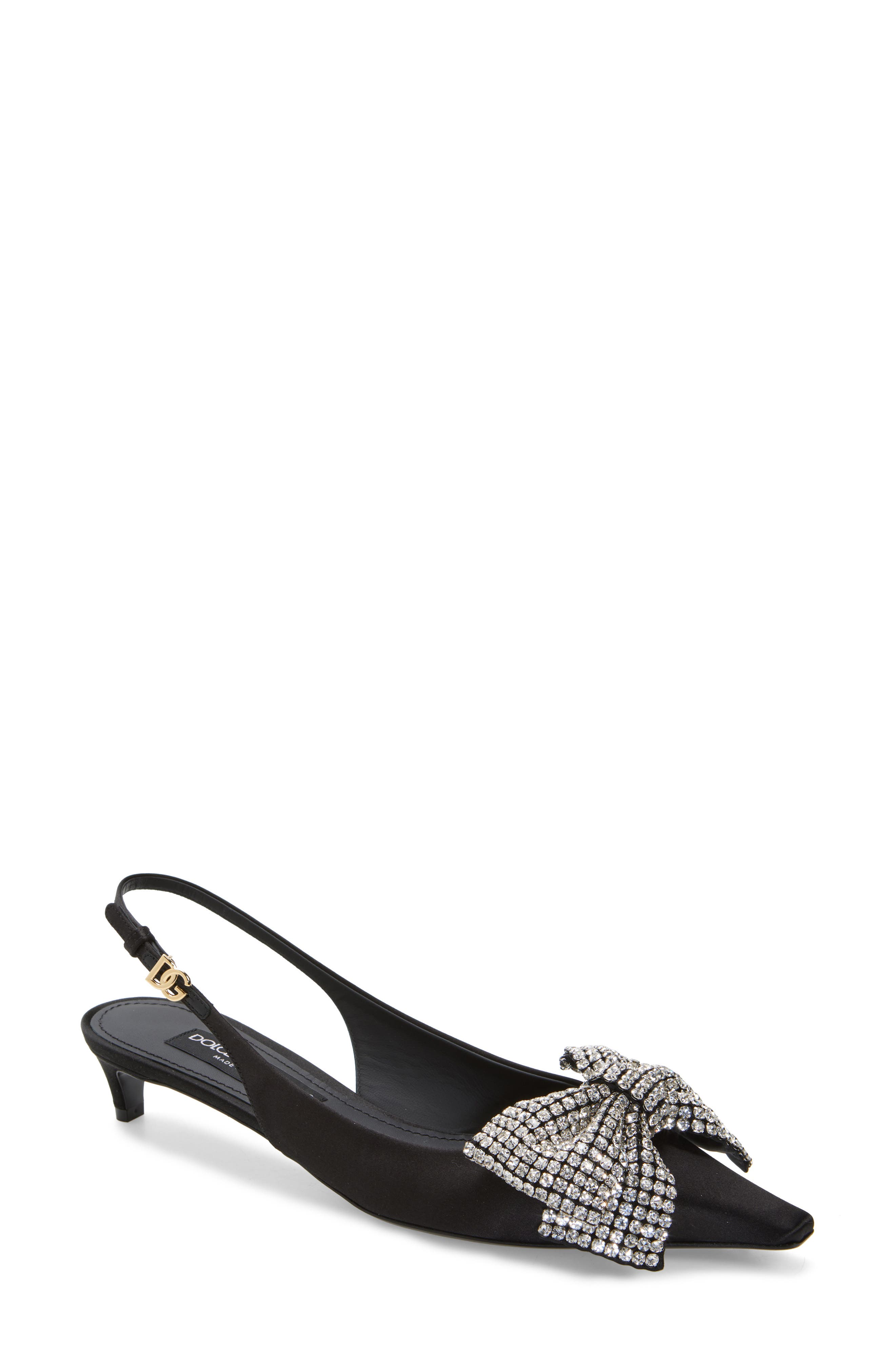 Dolce&Gabbana Mun Kitten Heel Slingback Pump, Main, color, 8S488 Nero/ Crystal