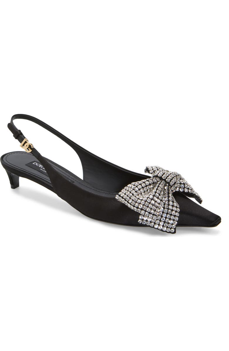 Dolce&Gabbana Mun Kitten Heel Slingback Pump, Main, color, 8S488 Nero/ Crystal