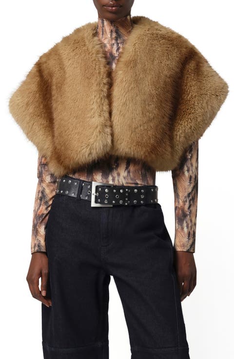 Devin Faux Mink Fur Shrug
