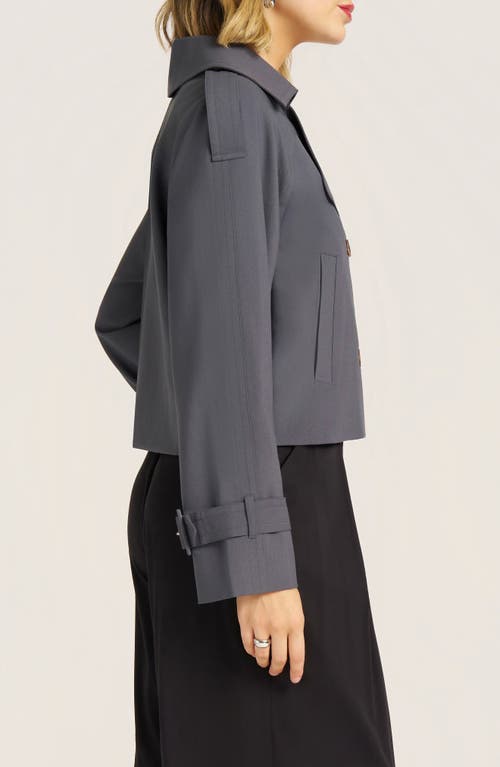 Matty M . Grayson Crop Trench Coat In Gray