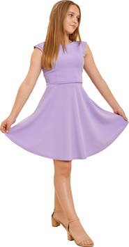 Un Deux Trois Textured Cap Sleeve Dress in Longer Length
