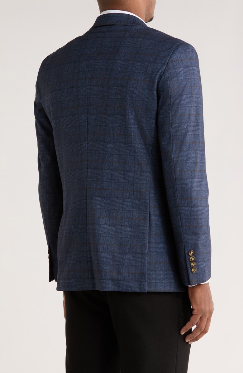 Duchamp Slim Fit Plaid Stretch Knit Blazer, Alternate, color, Navy