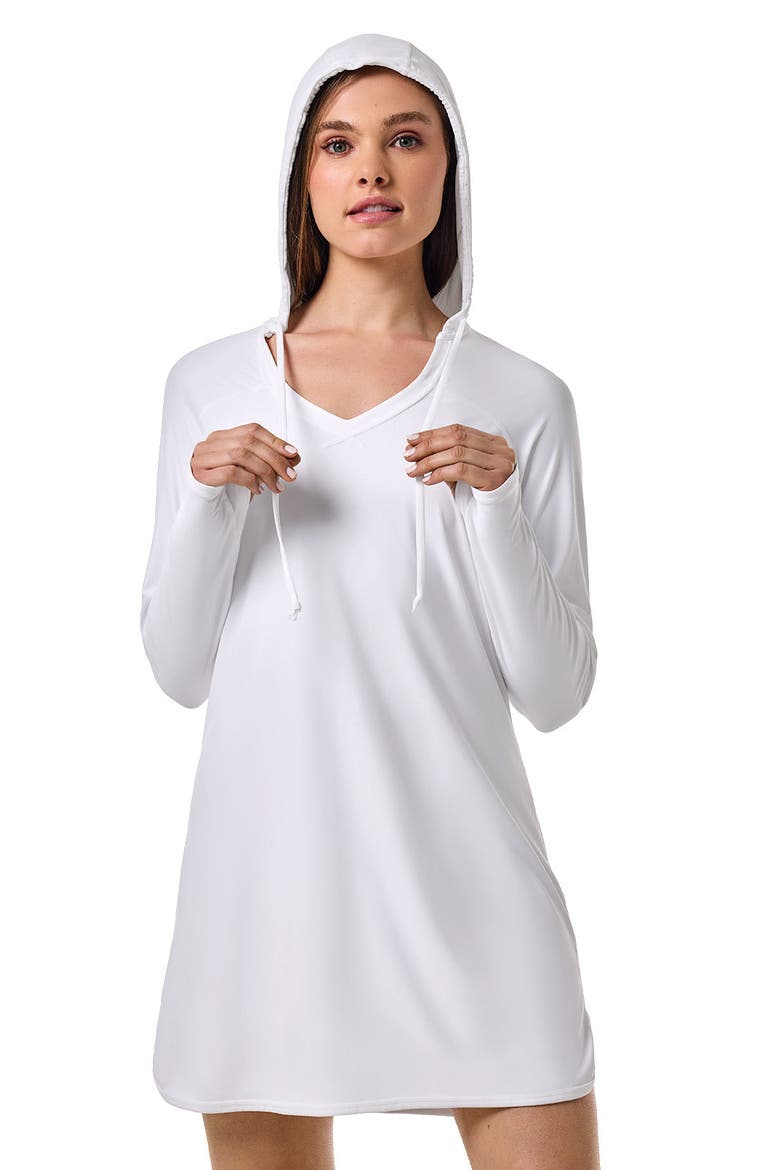 Seacoast Hooded Cover-Up Dress, UPF 50+ Sun Protection, Alternate, color, White