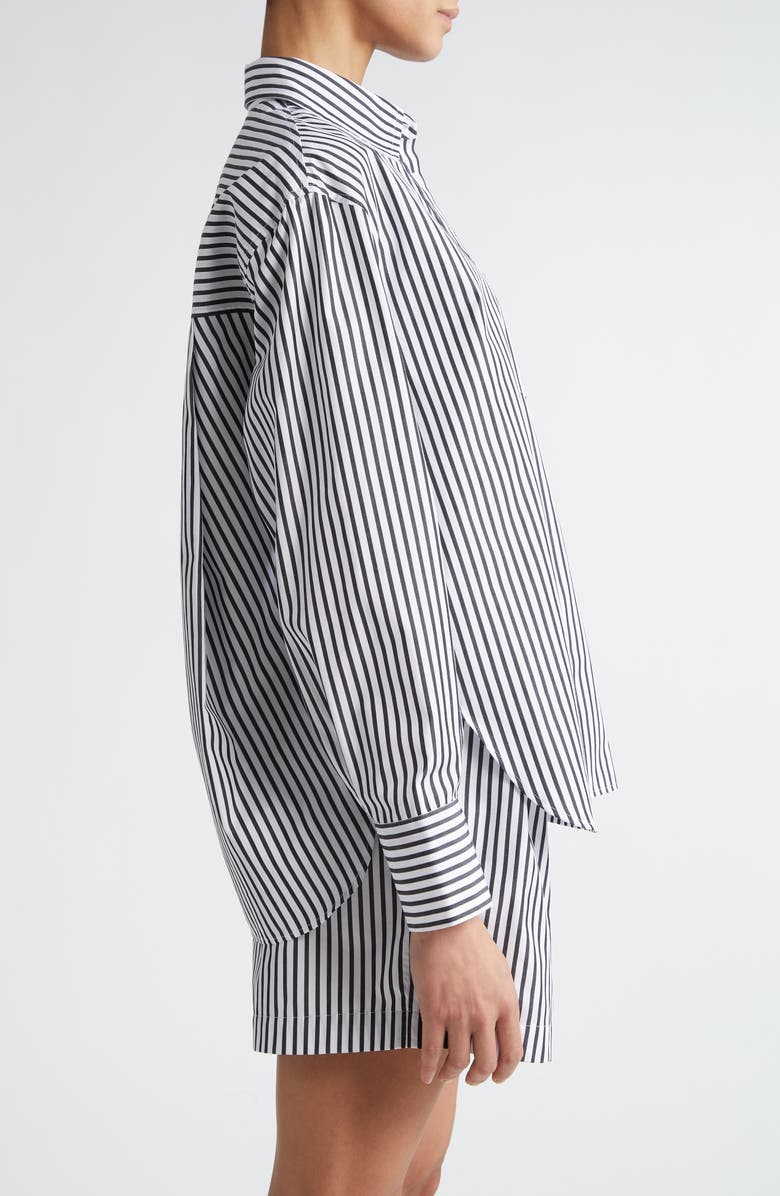 Maria McManus Stripe Oversize Organic Cotton Poplin Button-Up Shirt, Alternate, color,