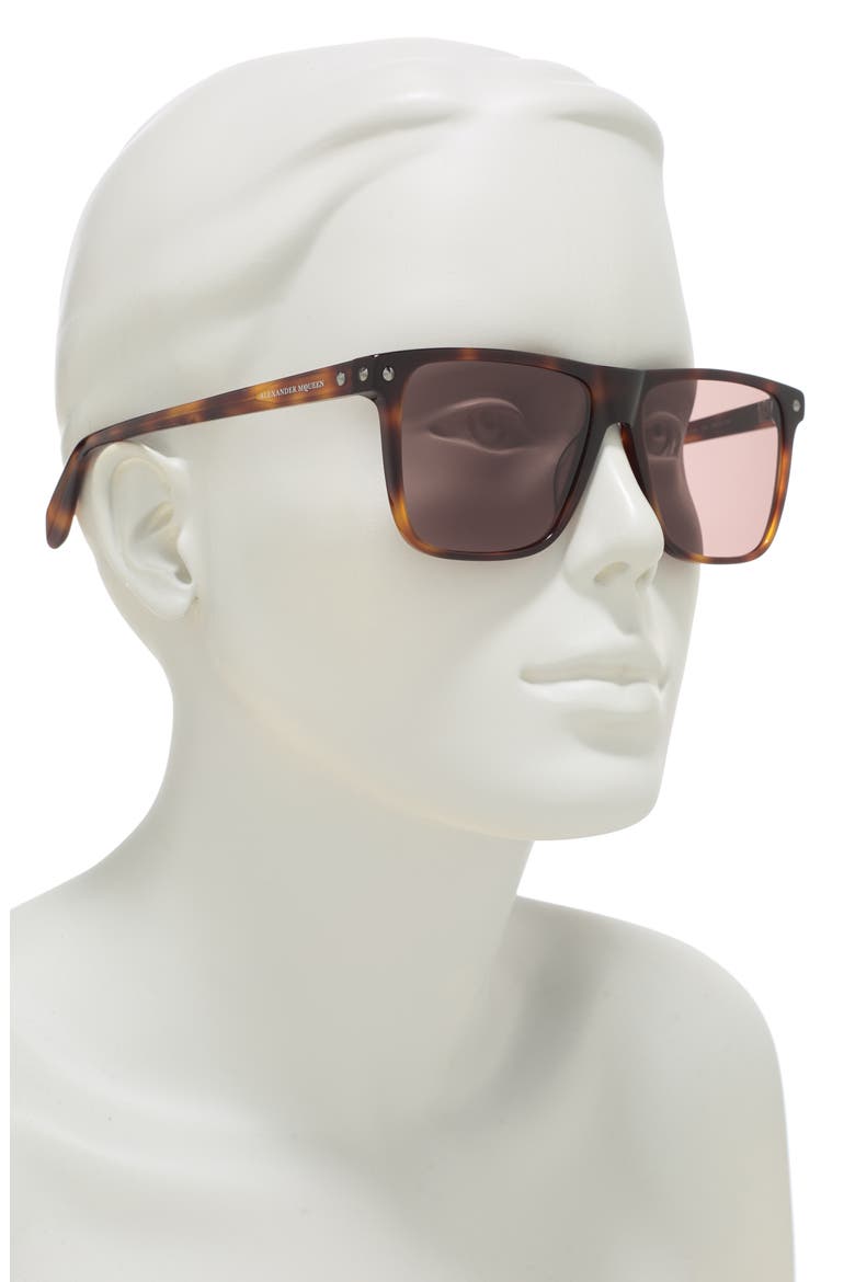 Alexander McQueen 57mm Square Sunglasses, Alternate, color, AVANA AVANA BRONZE/BSL