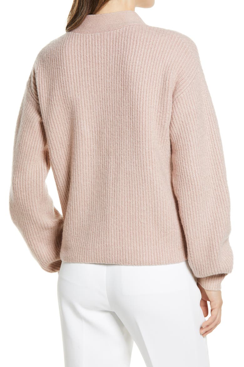 Rib Cardigan, Alternate, color, PINK ADOBE