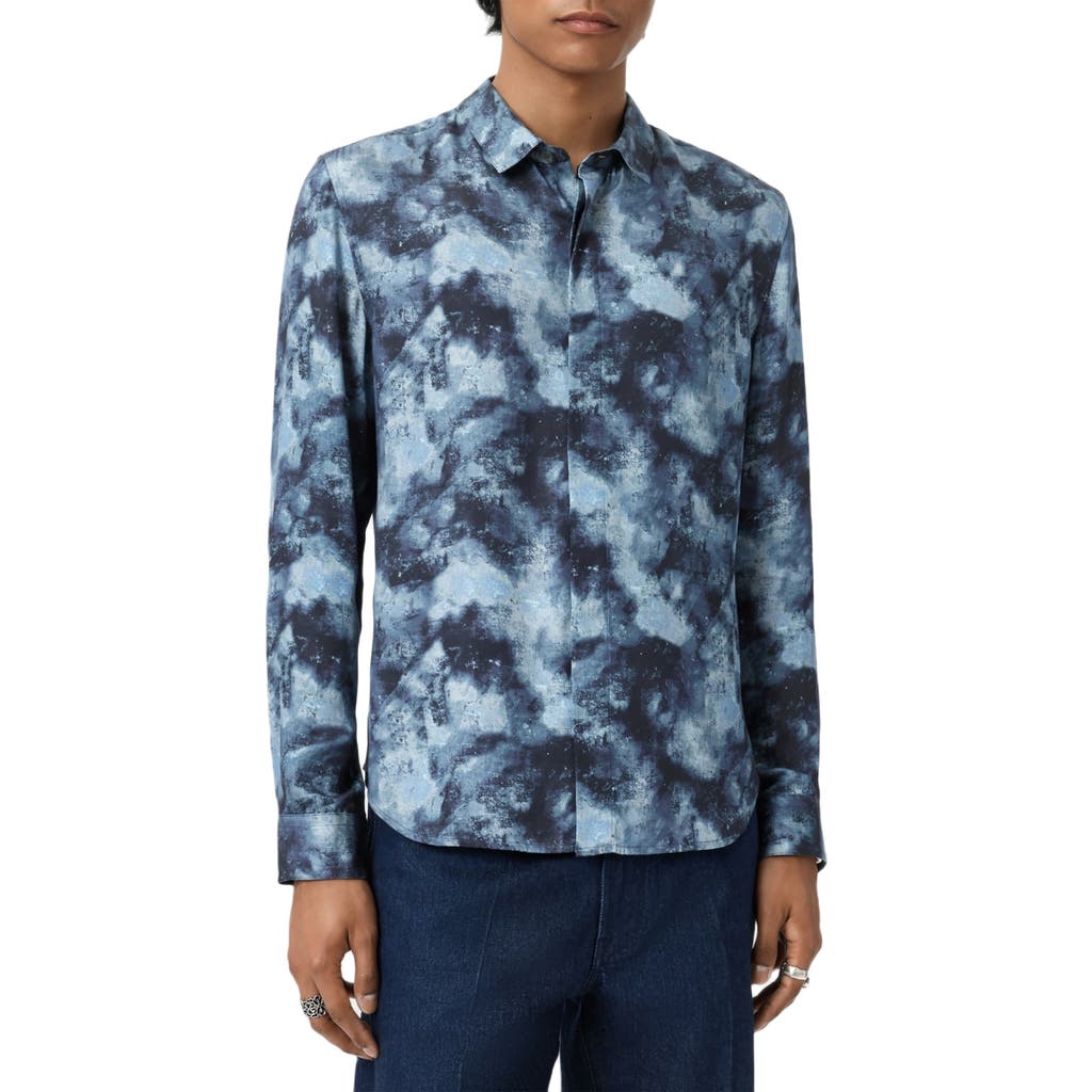 John Varvatos Rodney Hidden Placket Button-up Shirt In Blue