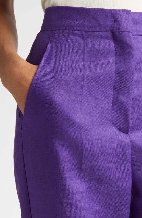 Max Mara Aversa Flax Linen Wide Leg Trousers In Purple