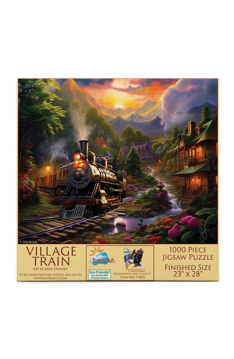 Sunsout Village Train 1000 piece Jigsaw Puzzle for Adults, Alternate, color, Multicolor