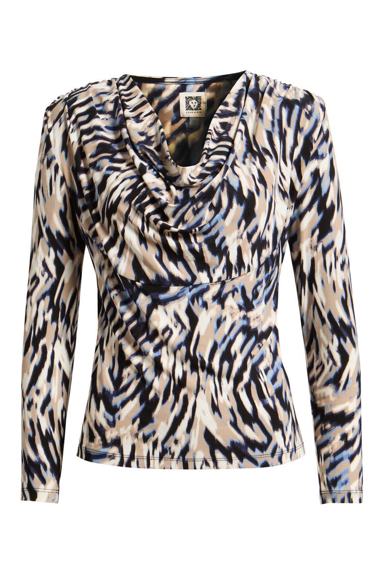 Cowl Neck Long Sleeve Top, Main, color, DUTCH BLUE MULTI