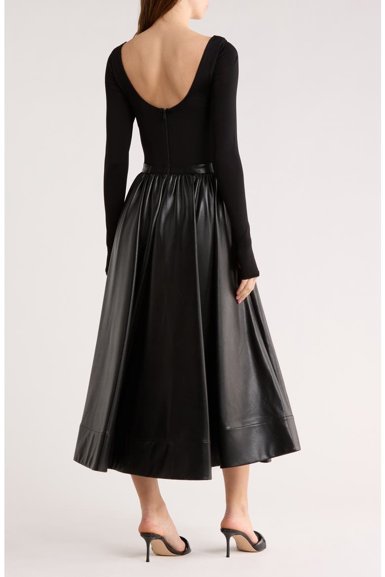 Chara Long Sleeve Faux Leather Skirt Dress, Alternate, color, BLACK