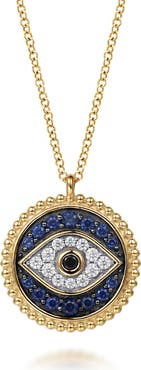 Gabriel & Co. Bujukan 14k Gold Multi Stone Eye Pendant Necklace