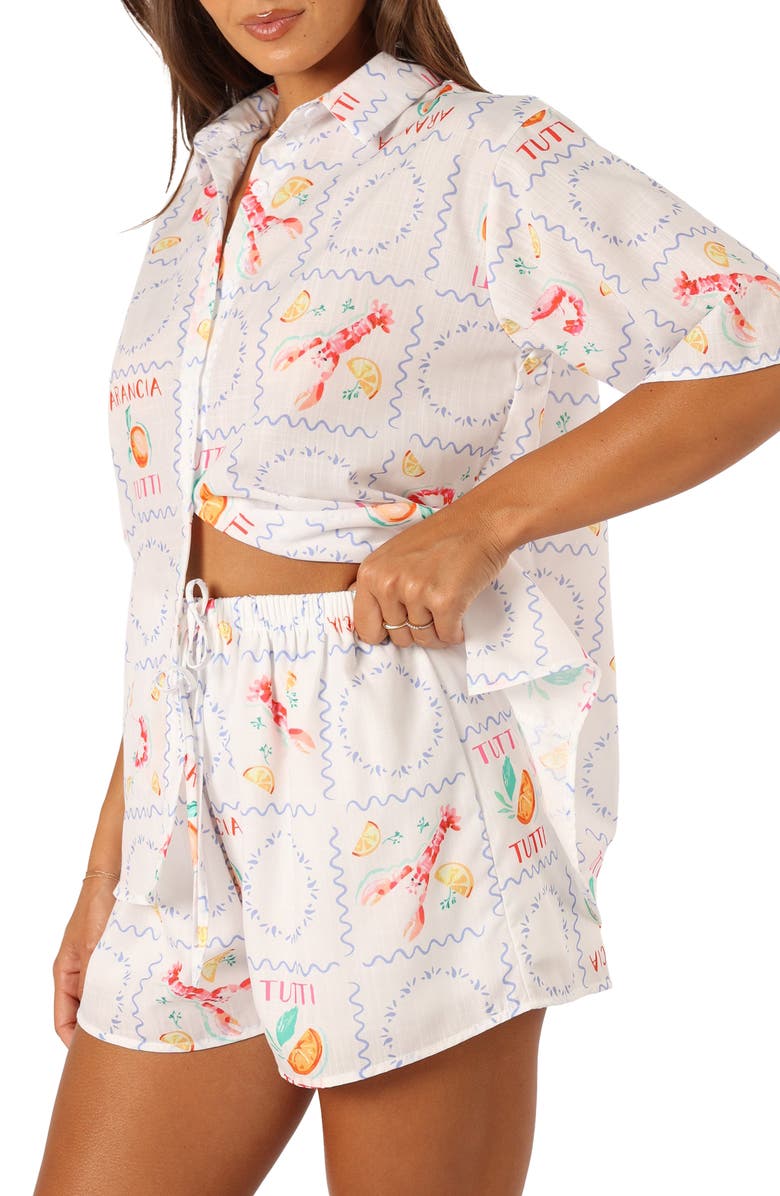 Petal & Pup Portofino Tutti Print Camp Shirt & Shorts Set, Alternate, color, White Tutti Print