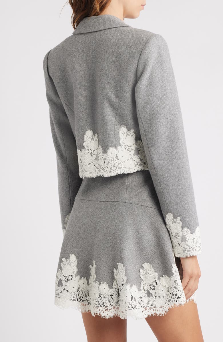LoveShackFancy Icarus Lace Detail Crop Jacket, Alternate, color, Grey Melange