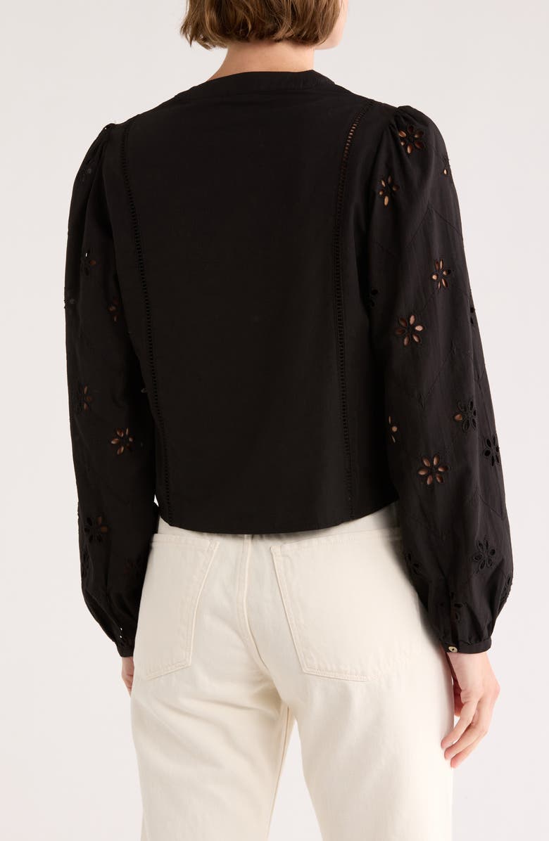 INDUSTRY REPUBLIC CLOTHING Button Front Eyelet Shirt, Alternate, color, Black