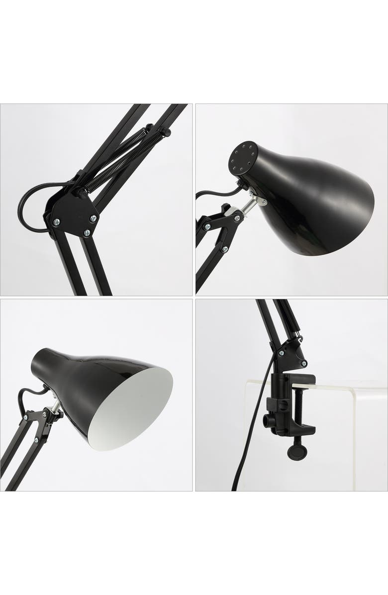 JONATHAN Y Odile Classic Industrial Adjustable Articulated Clamp-On LED Task Lamp, Alternate, color, Black