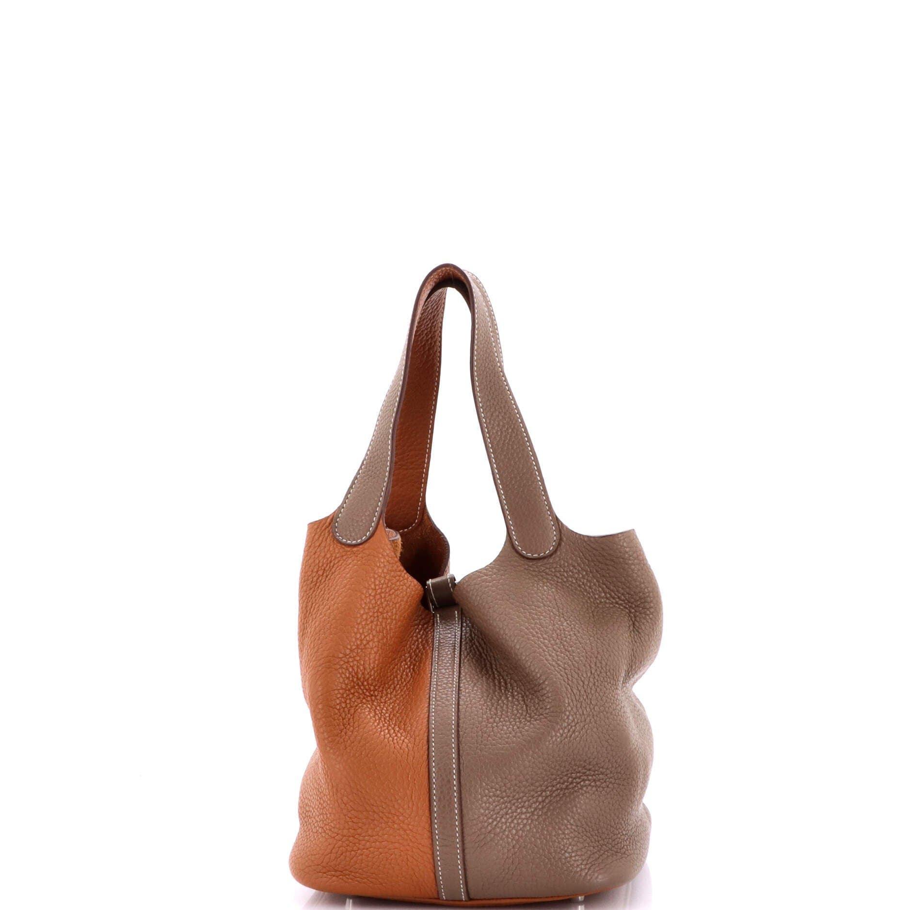 Pre-Owned Hermes Picotin Lock Bag Bicolor Clemence MM, Alternate, color, Bicolor - Etoupe/Gold