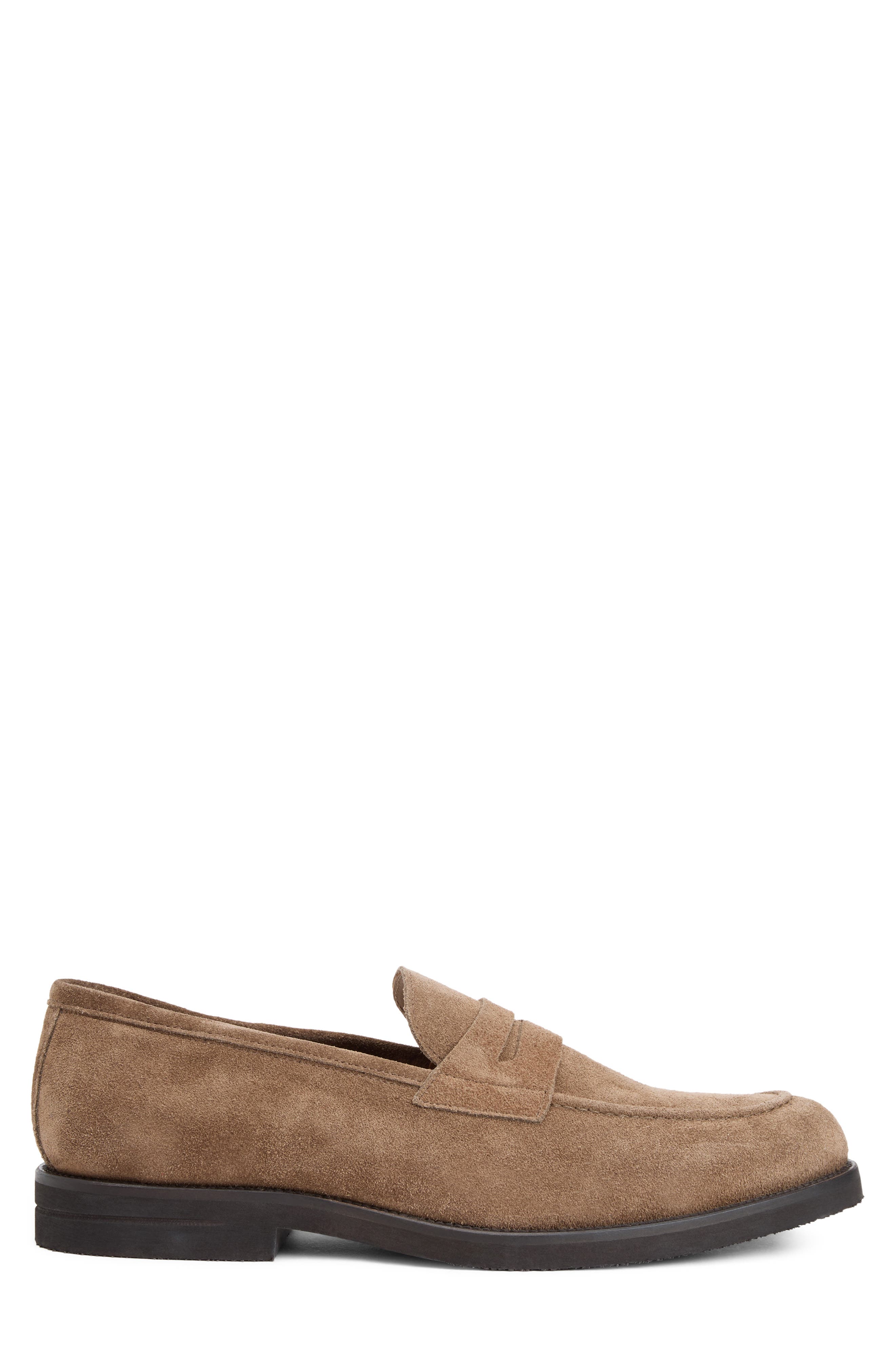Delfino Leather Penny Loafer, Alternate, color, TAUPE