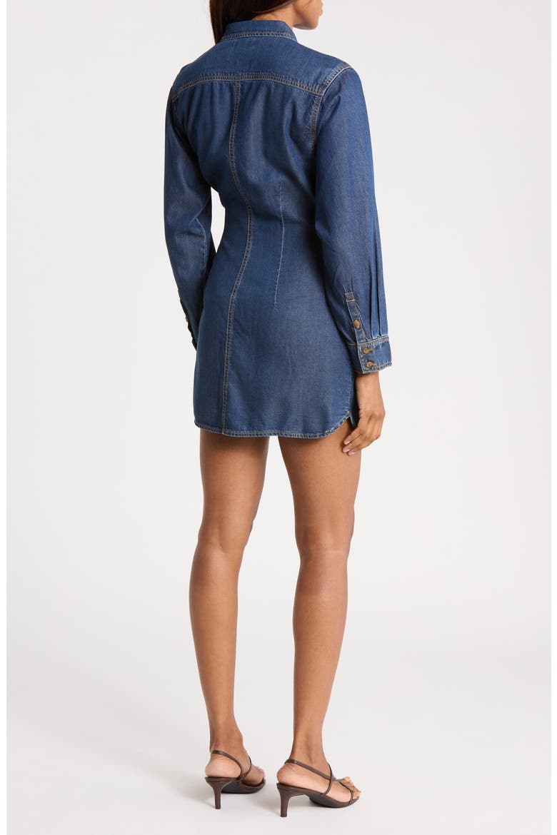 Tie Waist Denim Mini Shirtdress, Alternate, color, INDIGO1187