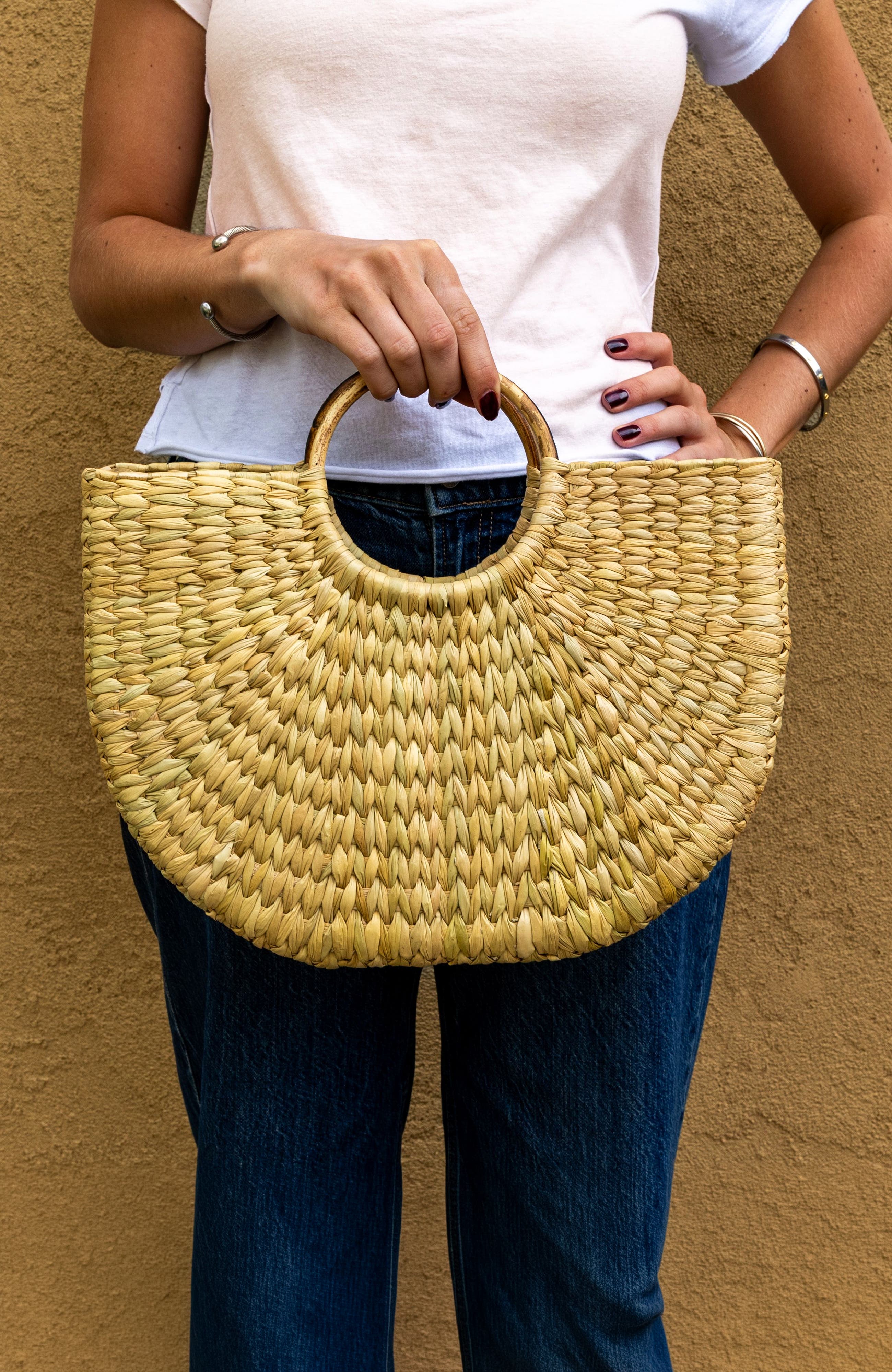 Verve Culture Circle Handle Palm Tote, Alternate, color, Tan