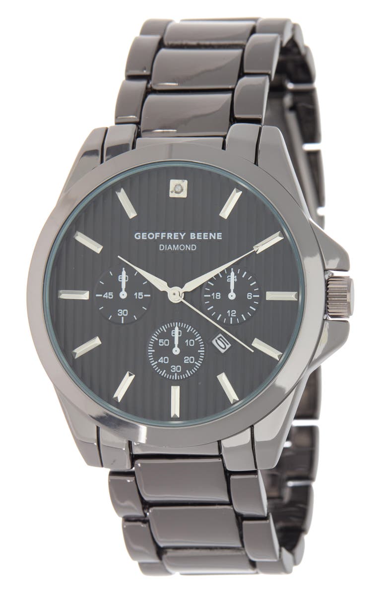 GEOFFREY BEENE Diamond Bracelet Strap Watch, 42mm, Main, color, 