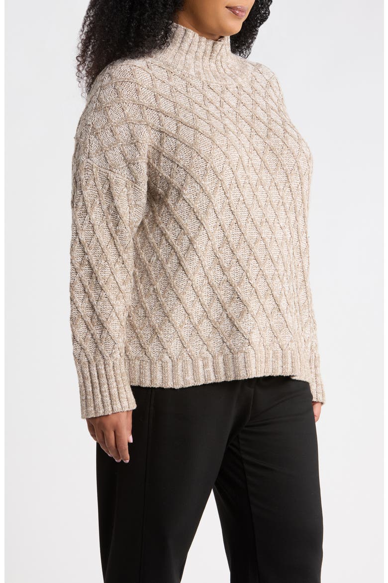 Turtleneck Organic Cotton Blend Sweater, Alternate, color, TWINE