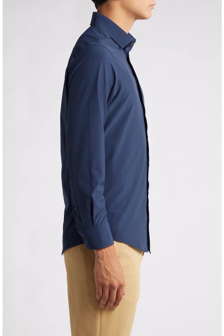 Leeward Solid Blue Button-Up Shirt, Alternate, color, NAVY SOLID