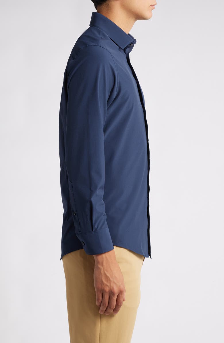 Mizzen+Main Leeward Solid Blue Button-Up Shirt, Alternate, color, Navy Solid